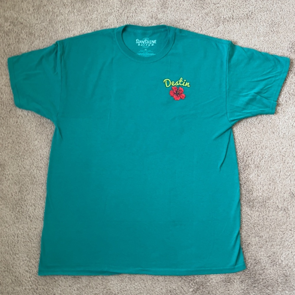 Destin Florida Beach Vibes Sunshine Raised Short Sleeve T-Shirt Size XL
